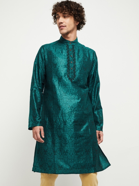 

max Men Green Thread Work Kurta