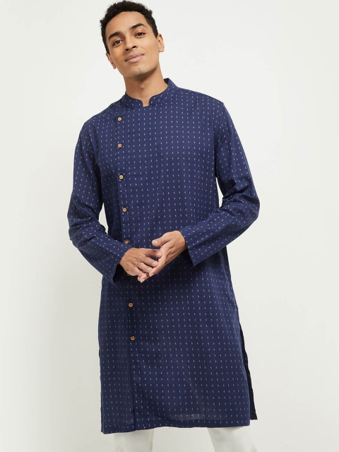 

max Men Blue Flared Sleeves Thread Work Kurta