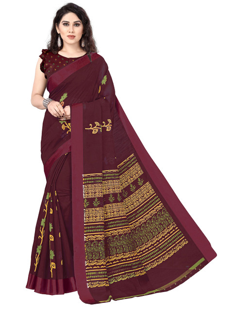 

KALINI Maroon & Green Floral Bagh Saree