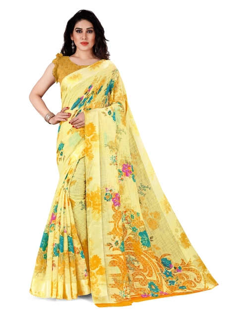 

KALINI Yellow & Blue Floral Bagh Saree
