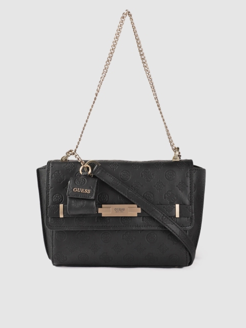 

GUESS Black Textured Swagger Sling Bag with Coin Pouch
