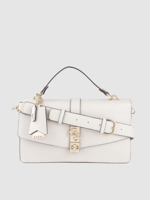 

GUESS Women Off-White Solid Structured Satchel