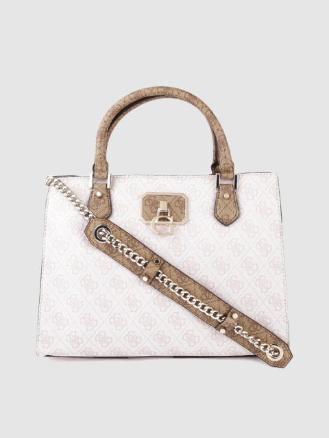 

GUESS Light Pink Brand Logo Printed Structured Handheld Bag