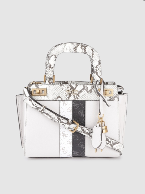 

GUESS Nude-Coloured & Grey Snakeskin Textured Swagger Handheld Bag