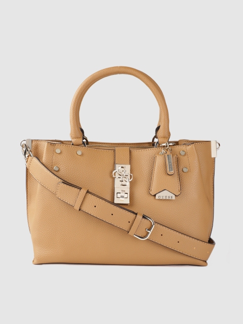 

GUESS Women Beige Solid Structured Handheld Bag