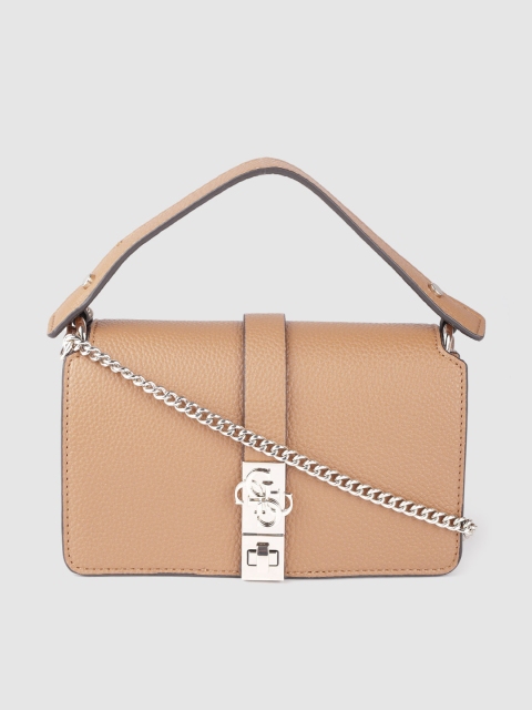 

GUESS Brown Solid Structured Satchel