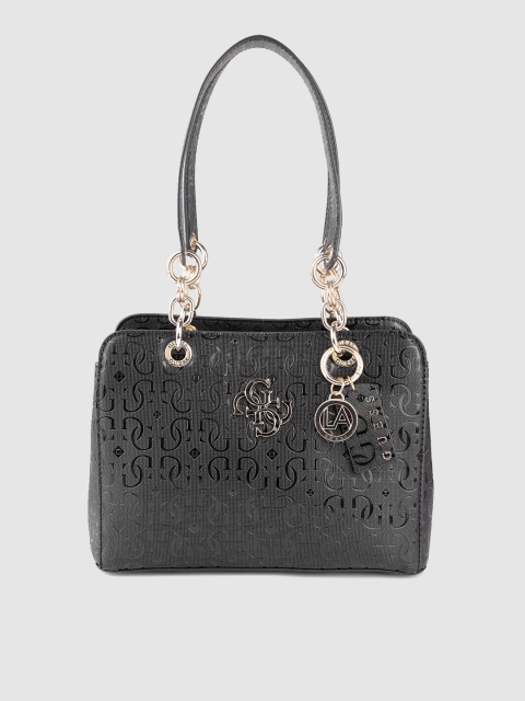 

GUESS Black Textured Structured Handheld Bag