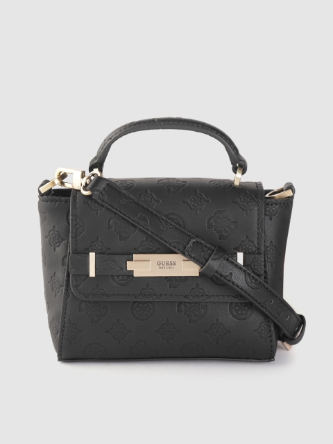 

GUESS Black Textured PU Structured Sling Bag