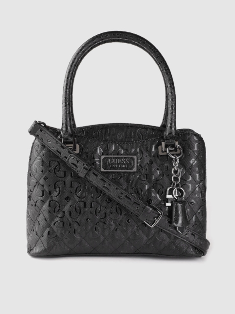 

GUESS Black Brand Logo Textured & Quilted Handheld Bag