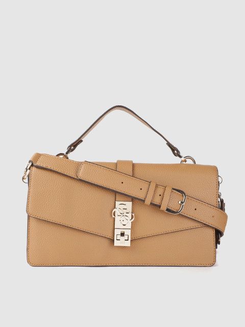

GUESS Women Beige Solid Structured Satchel