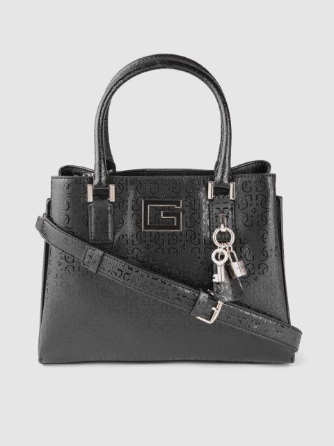 

GUESS Black Brand Logo Textured Handheld Bag