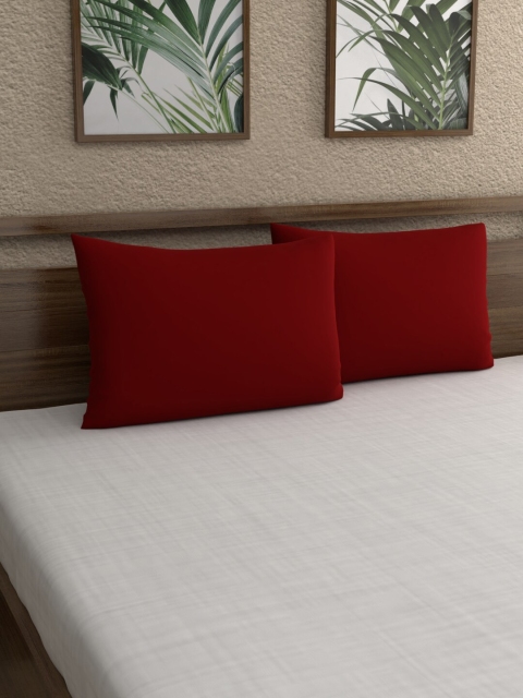 

Home Ecstasy Set of 2 Maroon Solid 150 TC Cotton Pillow Covers