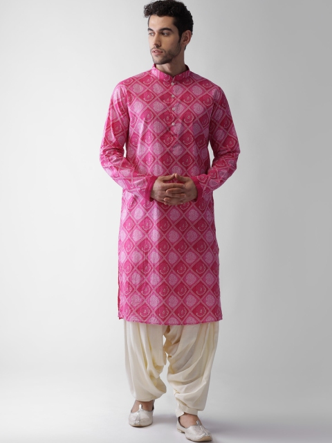 

Vartah Men Pink Ethnic Motifs Printed Regular Kurta with Patiala
