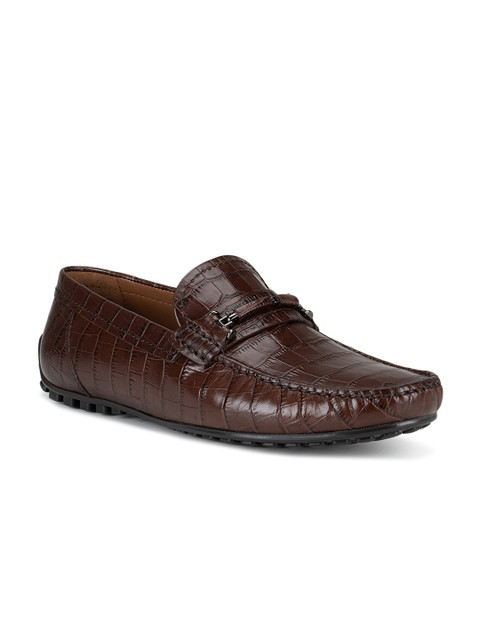 

ROSSO BRUNELLO Men Brown Textured Leather Loafers