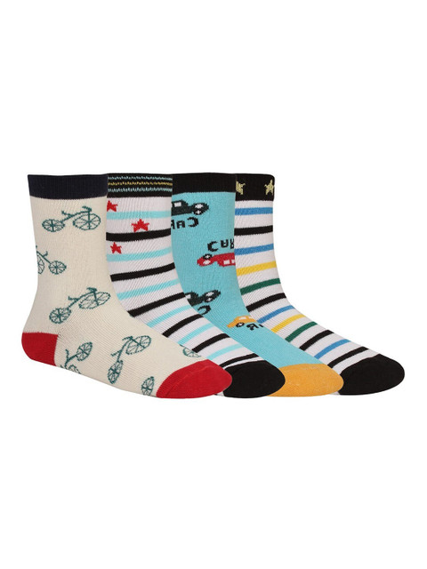 

Creature Unisex Kids Pack of 4 Printed Multicolored Cotton Socks, Multi