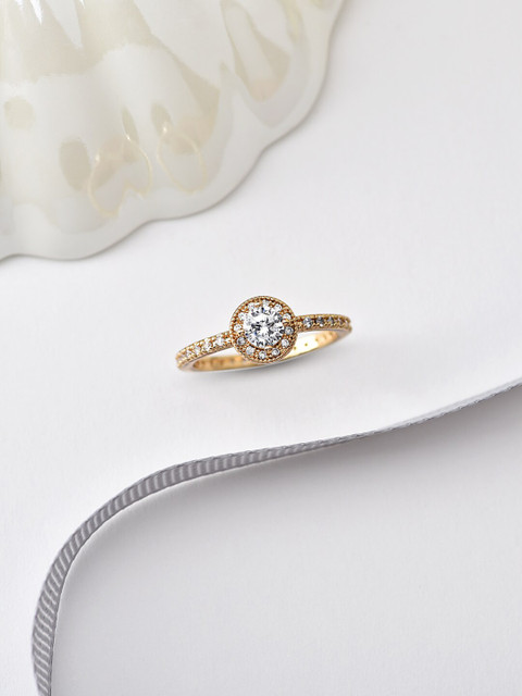 

Accessorize Gold-Plated White Crystal-Studded Finger Ring
