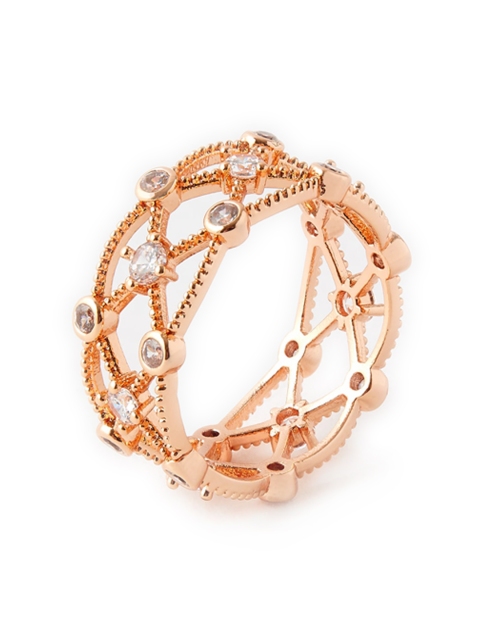 

Accessorize Rose Gold-Toned & Plated CZ-Studded Filigree Finger Ring