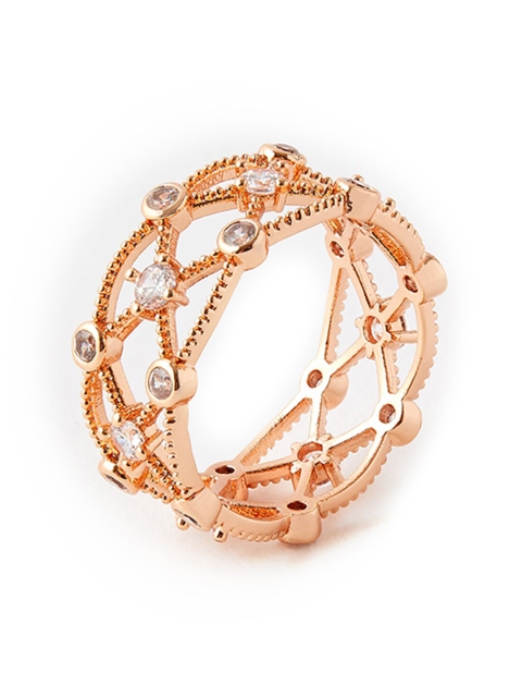 

Accessorize Rose Gold Plated CZ Stoned Filigree Finger Ring