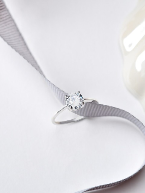 

Accessorize Silver-Toned & Plated White Crystal Studded Finger Ring