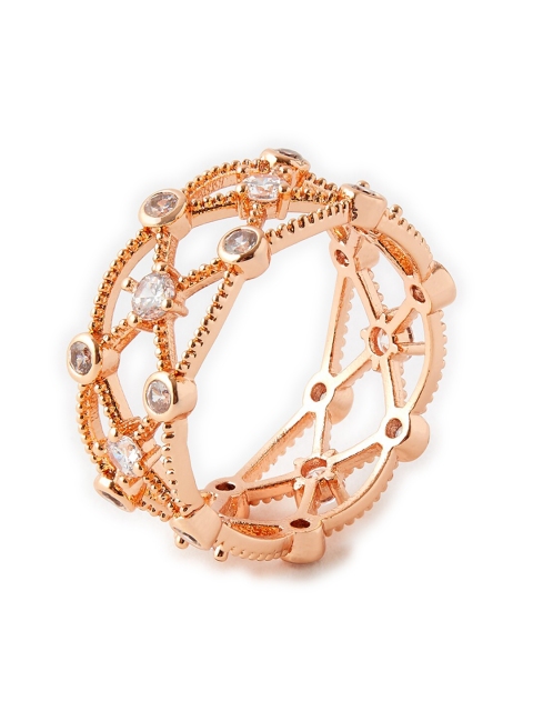 

Accessorize Rose Gold-Plated White CZ Studded Finger Ring