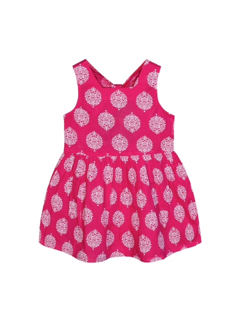 

Budding Bees Pink & White Ethnic Motifs Dress
