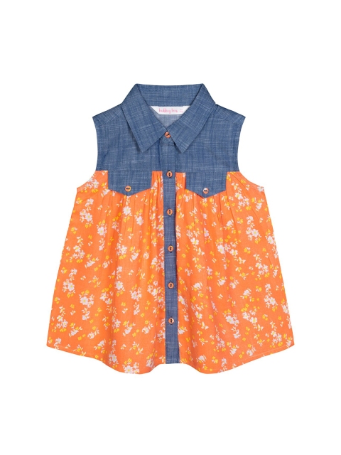 

Budding Bees Girls Orange & Blue Floral A-Line Dress