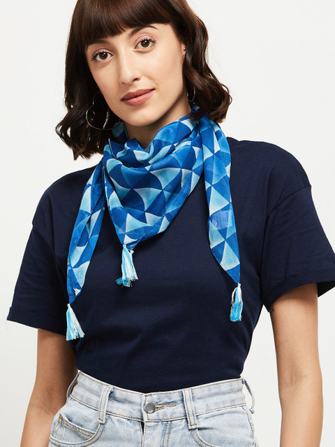 

max Women Blue Printed Scarf