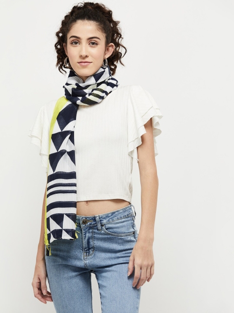 

max Women Black & White Printed Scarf