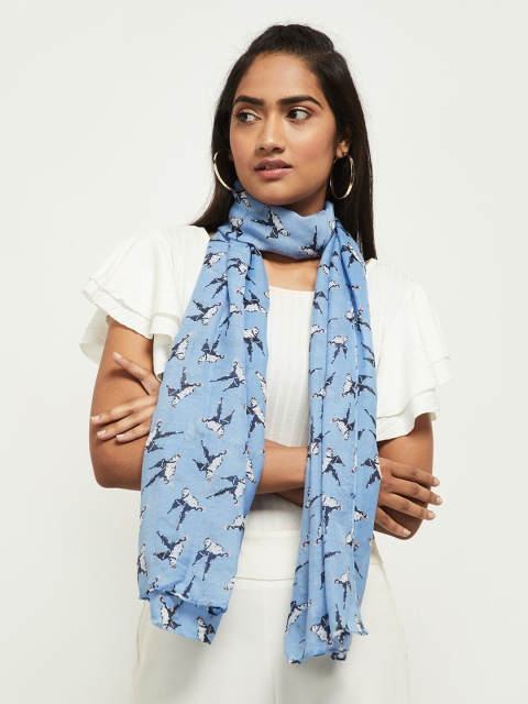 

max Women Blue Printed Scarf
