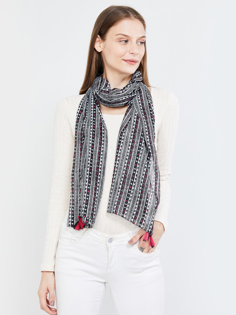 

max Women Black & White Printed Scarf