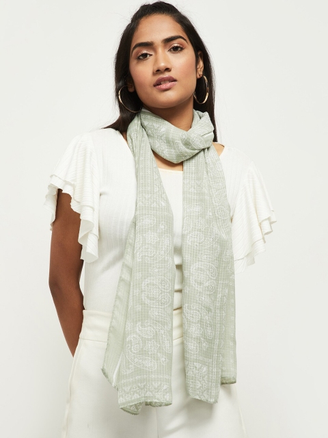 

max Women Green & White Printed Scarf