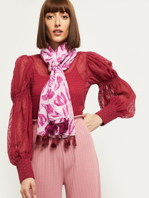 

max Women Pink & White Printed Scarf