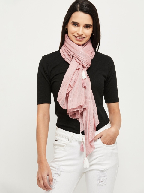 

max Women Pink Self Design Scarf