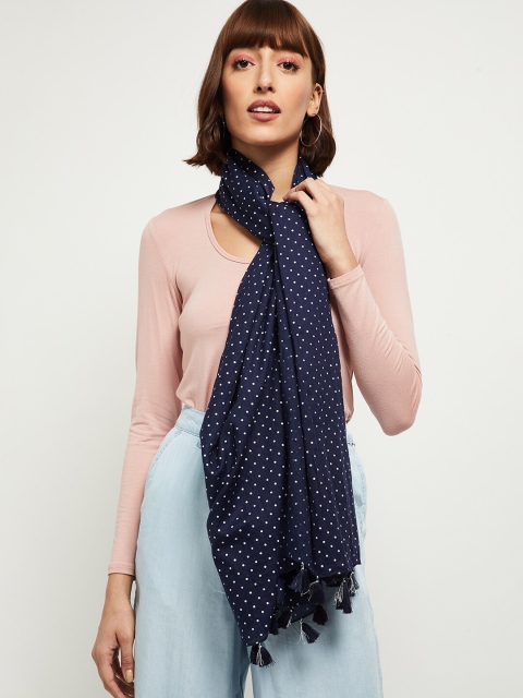 

max Women Blue Printed Scarf