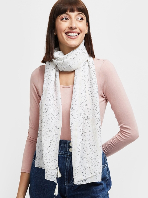 

max Women White & Black Printed Scarf