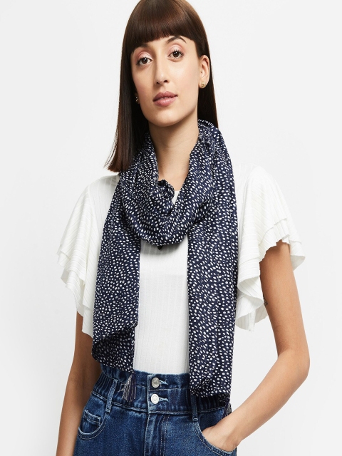 

max Women Blue Printed Scarf Mask