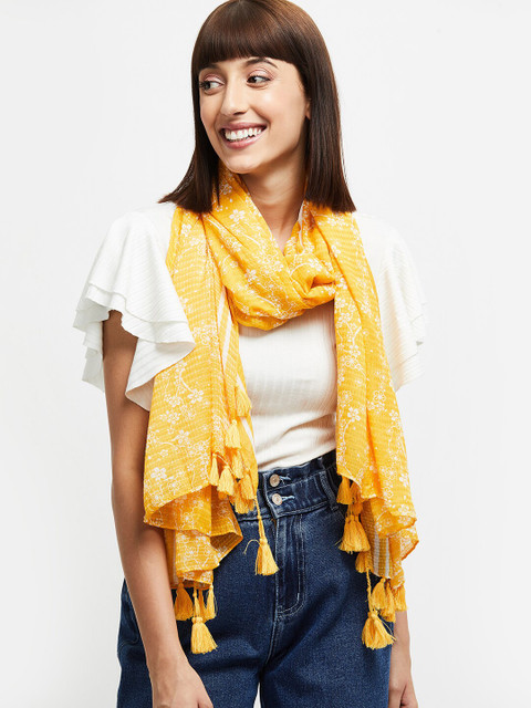 

max Women Yellow Floral Printed Scarf