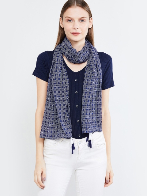 

max Women Blue Printed Scarf Mask
