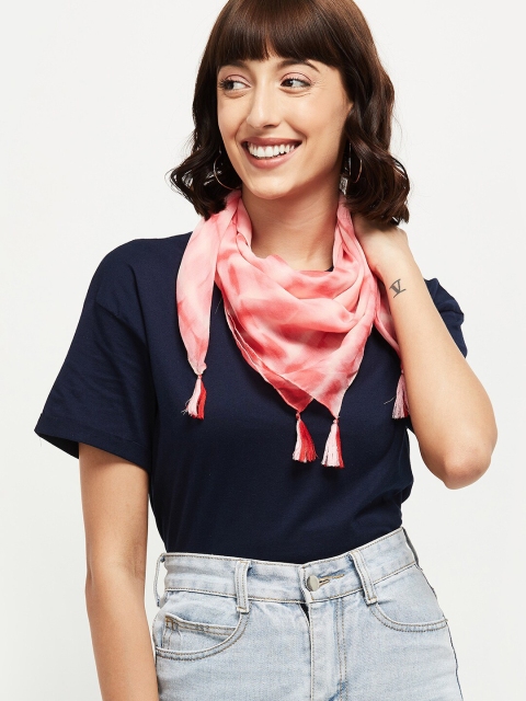 

max Women Pink Dyed Tasseled Scarf