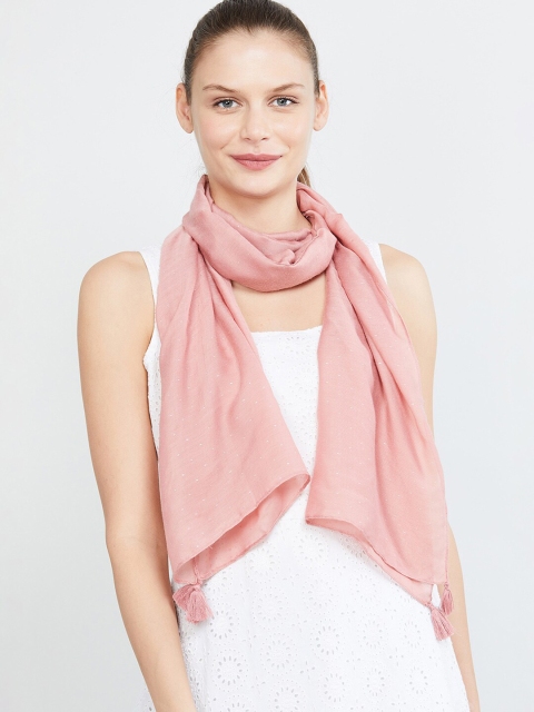 

max Women Peach Solid Scarf Mask