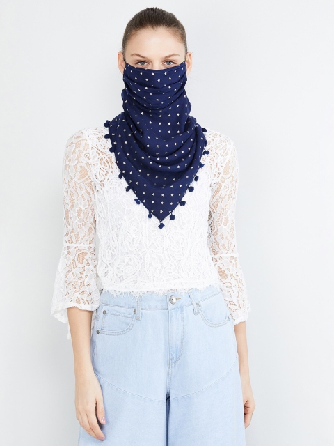 

max Women Blue Star Printed Scarf Mask