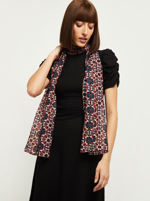 

max Women Multi Coloured Printed Scarf, White