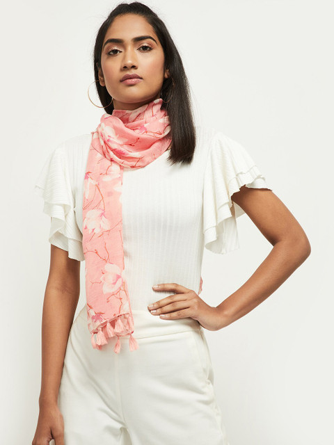 

max Women Pink Floral Printed Scarf