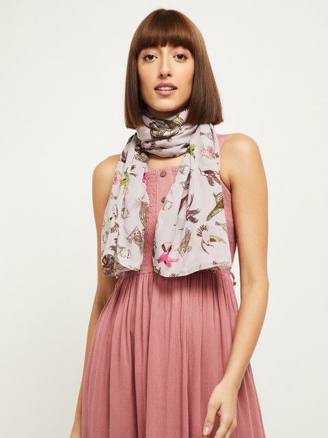 

max Women Multi Coloured Printed Scarf, Beige