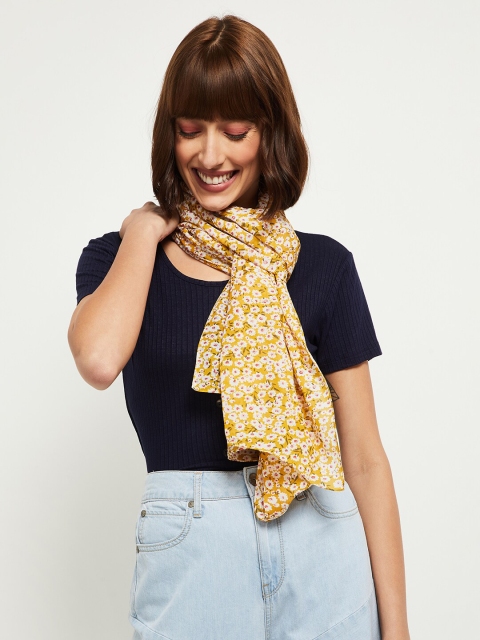 

max Women Yellow Floral Printed Scarf