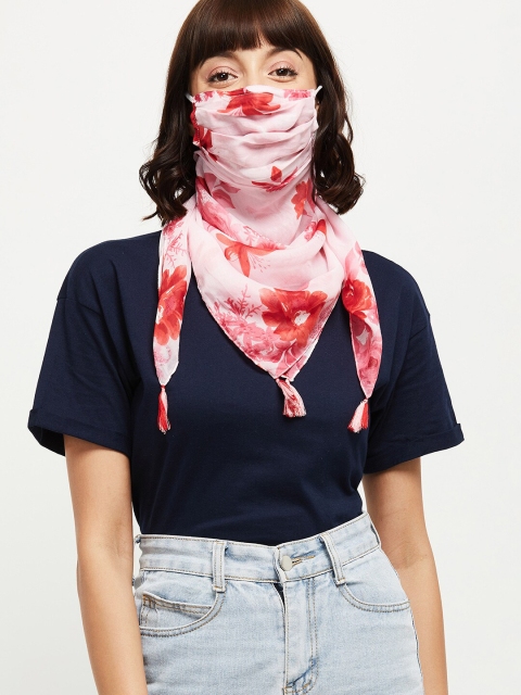 

max Women Pink & White Printed Scarf Mask