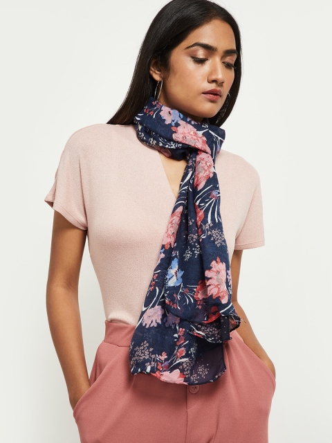 

max Women Blue Floral Printed Scarf