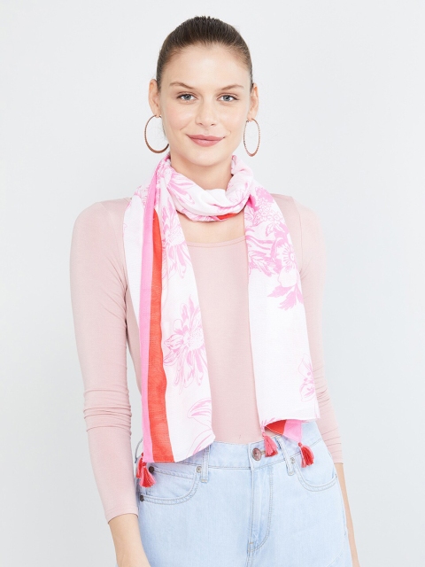 

max Women Multi Floral Printed Scarf Mask, White