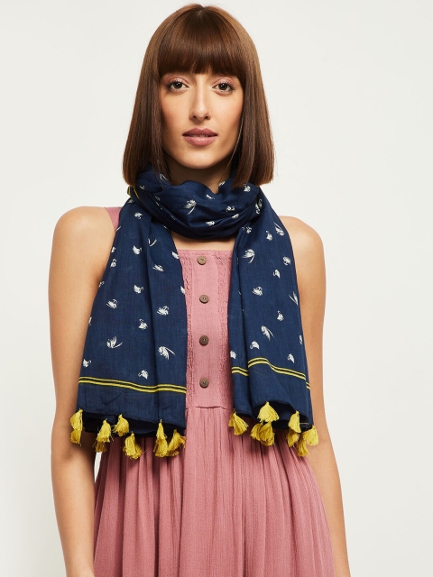 

max Women Blue & White Printed Scarf