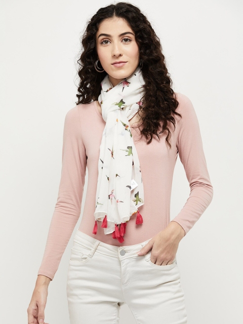

max Women White & Magenta Printed Scarf